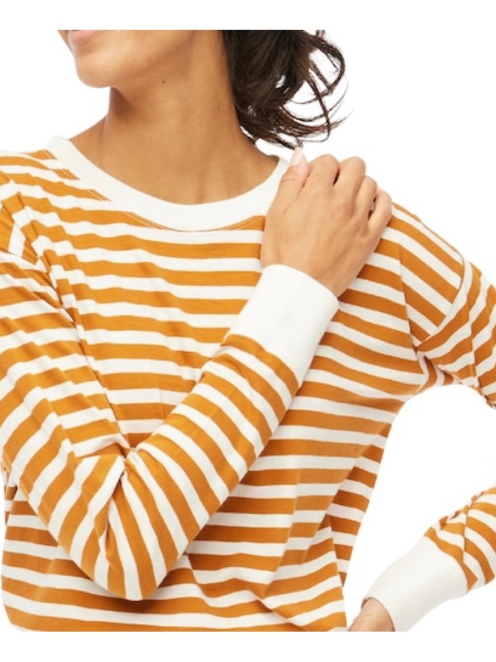 J.Crew Long-sleeve Striped Tee in Burnt Orange/ Rust, size Large